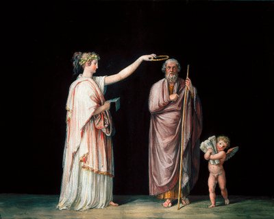 Muse Calliope ja Homer. Antonio Canovan (1757-1822) tempera, noin 1798. tekijältä Antonio Canova