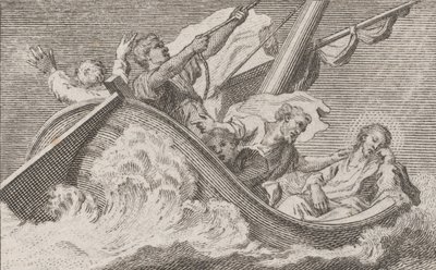 Kristus veneessä kalastajien kanssa, n. 1760-93. tekijältä Antonio Capellan