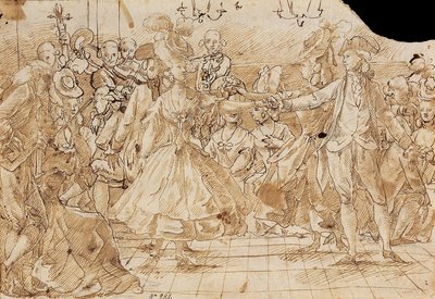 ""Minuetti"" - Antonio Casanovas Torrentsin (1752-1796) teos Menuettikynä, ruskea intialainen muste paperilla c. 1780 Katalonian kansallinen taidemuseo, Barcelona 20,9x30 tekijältä Antonio Casanovas i Torrents