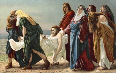 Kristuksen kuljettaminen haudalle (värilitografia). tekijältä Antonio Ciseri