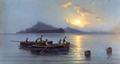 Kalastajat Caprin rannikolla (öljy kankaalle) tekijältä Antonio Coppola