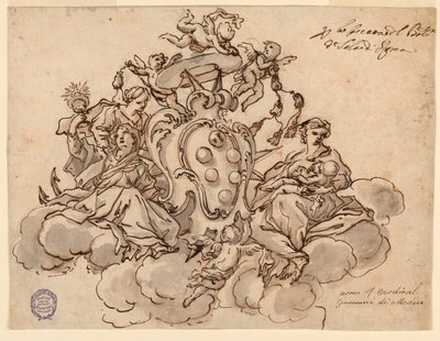 Suunnittelu kattomaalaukseen (?), jossa on kardinaali Francesco Maria de
