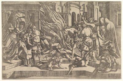 Ruumiin polttaminen, n. 1543. tekijältä Antonio Fantuzzi