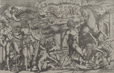 Kilpailu Neptunuksen ja Athenen välillä, 1540-45. tekijältä Antonio Fantuzzi