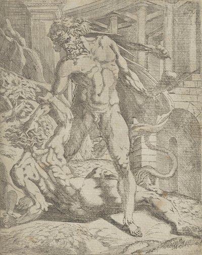 Herkules ja Cacus, 1540-45. tekijältä Antonio Fantuzzi
