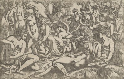 Muses Parnassus-vuoren juurella, 1540-45. tekijältä Antonio Fantuzzi