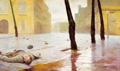 Taistelun jälkeen. Antonio Fillolin (1870-1930) maalaus tekijältä Antonio Fillol