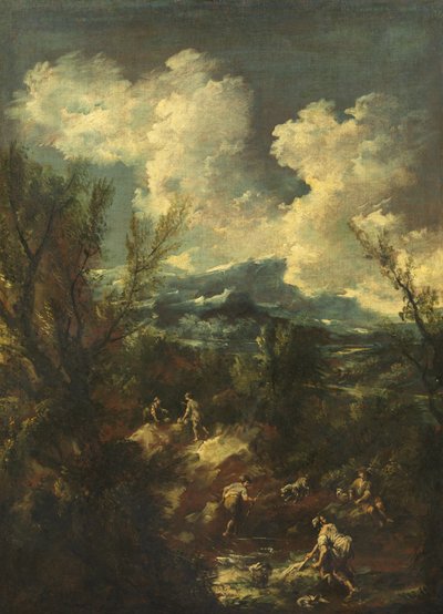 Maisema pesunaisten kanssa, 1711-35 tekijältä Antonio Francesco Peruzzini