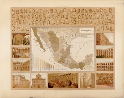 Atlas-maalaus on Meksikon yhdysvaltojen historiaa. tekijältä Antonio García Cubas