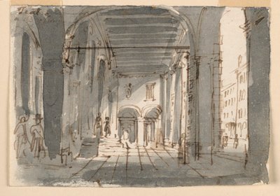 Portico Brescian teatterin sisäänkäynnissä tekijältä Antonio Giuseppe Basoli