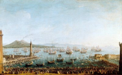Charles of Bourbonin lähtö Espanjaan satamasta katsottuna tekijältä Antonio Joli