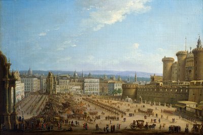 Neljän alttarin festivaali Napolissa, n. 1757, Antonio Joli (1700-1777), öljy kankaalle, 52,1x78,7, Italia tekijältä Antonio Joli