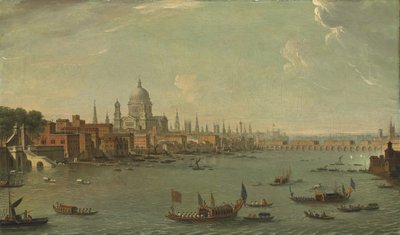 Neljä näkymää Lontooseen: Thames päin St. Paulsia tekijältä Antonio Joli