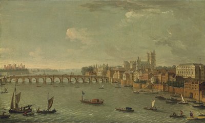 Neljä näkymää Lontooseen: Thames katselee kohti Westminsteriä tekijältä Antonio Joli