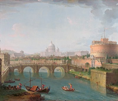 Näkymä Tiberille, n. 1700-77 (öljy kankaalle) tekijältä Antonio Joli