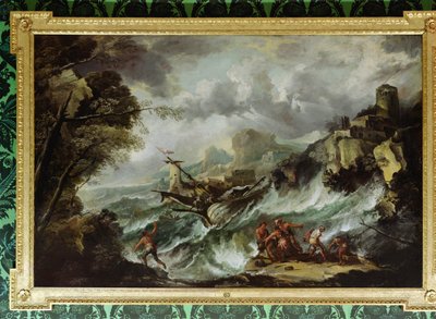 Merimaisema haaksirikkoutuneena, n. 1700-07 (öljy kankaalle) (katso myös 109199) tekijältä Antonio Marini