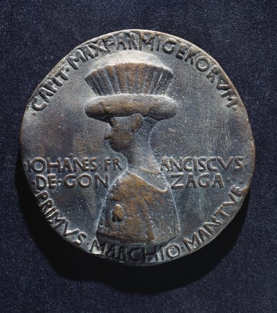 Gianfrancesco Gonzagan (1395-1444) pronssimitali, kääntöpuoli, suunnitellut Antonio di Puccio Pisano, joka tunnetaan nimellä Pisanello (1395-1455 noin), halkaisija 10,20 cm tekijältä Antonio Pisanello