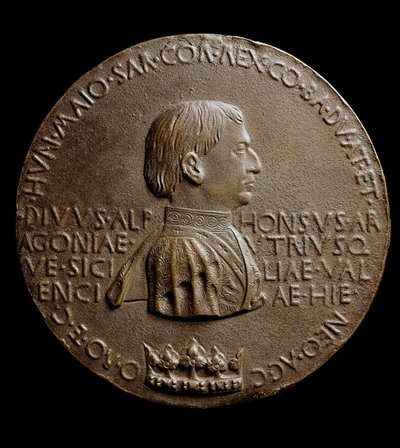 Aragonian Alfonso V:n mitali (Alfonso Magnanimus tai Suuri). Italiaksi Alfonso the Magnificent tai Alfonso V of Aragon tekijältä Antonio Pisanello