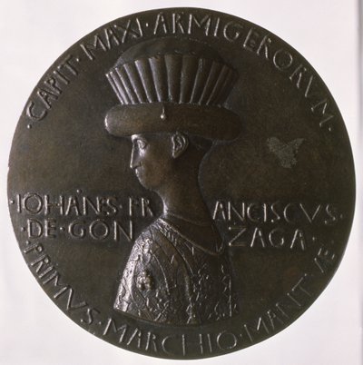 Muotokuvamitali, joka kuvaa Gianfrancesco Gonzagaa (13945-1444) 1446-8 (pronssi) (katso kääntöpuoli 96844) tekijältä Antonio Pisanello