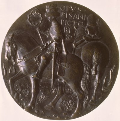 Muotokuvamitali, kääntöpuolella Gianfrancesco Gonzaga 13945-1444 hevosen selässä, 1446-8 pronssi, etupuoli ks. 96843. tekijältä Antonio Pisanello
