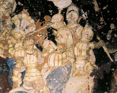 Tournament-Battle of Louvezerp, Antonio Pisano, joka tunnetaan nimellä Pisanello (ennen 1395 - noin 1455), fresko. Yksityiskohta. Palazzo Ducale, Mantova. tekijältä Antonio Pisanello