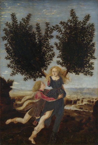 Apollo ja Daphne, n. 1470-1480 tekijältä Antonio Pollaiuolo