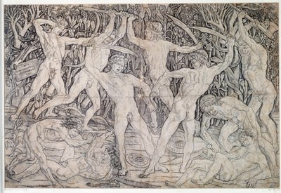 Alastomien soturien taistelu Piirustus Antonio Pollaiolo (Pollaiuolo tai Benci) (n. 1431-1498) 1470 Graafisten ja piirustusten laitos, Uffizi Firenze tekijältä Antonio Pollaiuolo