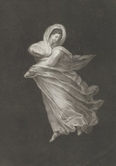 Bacchante, jolla on virtaava verho, katso alas, oikea käsi koukussa ja vasen käsi..., n. 1795-1847. tekijältä Antonio Ricciani