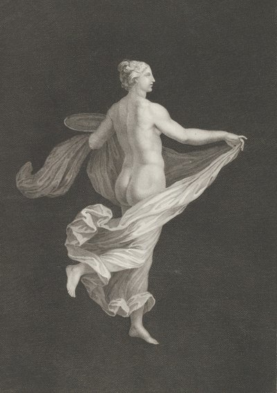 Osittain alaston bacchante takaa katsottuna, kasvot oikealle ja kädessään soikea d..., n. 1795-n. 1820. tekijältä Antonio Ricciani