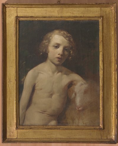 San Giovannino (Infant St. John) (öljy kankaalle) tekijältä Antonio Simonazzi