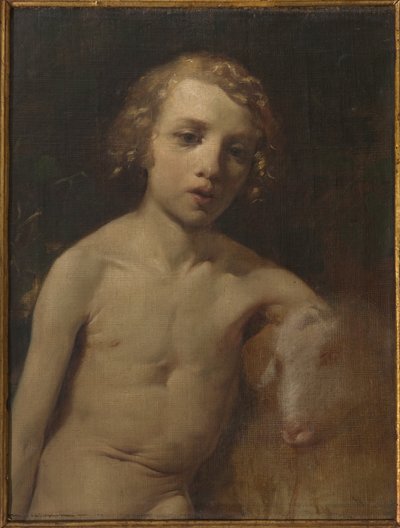 San Giovannino (Infant St. John) (öljy kankaalle) tekijältä Antonio Simonazzi