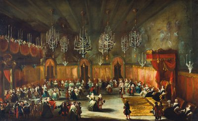 Ball Anna Maria Luisa de Medicin, Pfalzin ruhtinaskunnan, n. 1718-1719. tekijältä Antonio Stom