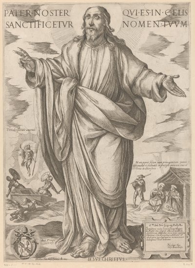 Kristus Isä meidän, joka olet taivaassa, pyhitetty olkoon sinun nimesi (otsikko esineessä) Kristus, Maria en de apostle (sarjan nimi) tekijältä Antonio Tempesta