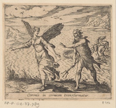 Kruunu muuttui een kraaiksi Kruunu muunnetaan reunukseksi (otsikko esineessä) Metamorfoosi tai muunnokset (sarjan nimi) Metamorfosen van Ovidius (sarjan nimi) tekijältä Antonio Tempesta