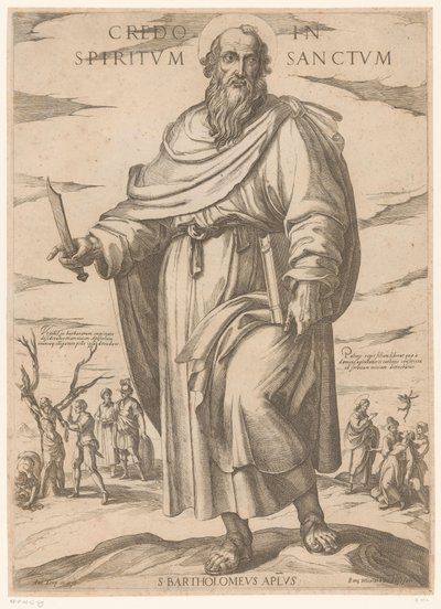Pyhästä Bartolomeuksesta Uskon Pyhään Henkeen (otsikko esineessä) Kristus, Maria en de apostle (sarjan nimi) tekijältä Antonio Tempesta