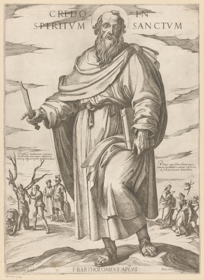 Pyhästä Bartolomeuksesta Uskon Pyhään Henkeen (otsikko esineessä) Kristus, Maria en de apostle (sarjan nimi) tekijältä Antonio Tempesta