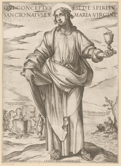 Pyhästä Johanneksesta Joka sikisi Pyhästä Hengestä, syntyi neitsyt Mariasta (otsikko esineessä) Kristus, Maria en de apostle (sarjan nimi) tekijältä Antonio Tempesta