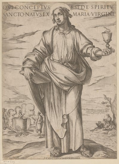 Pyhästä Johanneksesta Joka sikisi Pyhästä Hengestä, syntyi neitsyt Mariasta (otsikko esineessä) Kristus, Maria en de apostle (sarjan nimi) tekijältä Antonio Tempesta