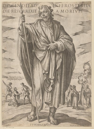 Pyhästä Tuomasta Laskeutui helvettiin, nousi kuolleista kolmantena päivänä (otsikko esineessä) Kristus, Maria en de apostle (sarjan nimi) tekijältä Antonio Tempesta
