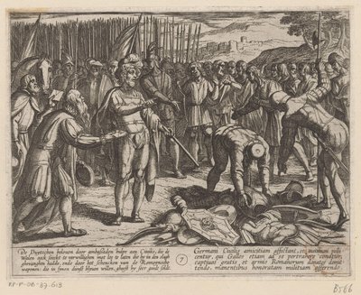 Saksan lähettiläät vierailevat Julius Civilisin luona Batavian sodat roomalaisia ​​vastaan ​​(sarjan nimi) Batavorum cum Romanis Bellum (sarjan nimi) tekijältä Antonio Tempesta