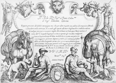 Etukappale metsästyskohtausten sarjaan, 1609 tekijältä Antonio Tempesta