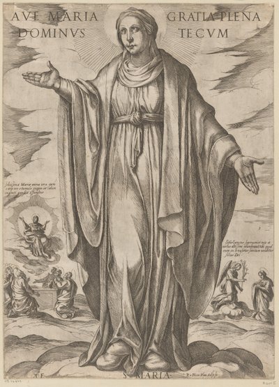 Maria Terve Maria, täynnä armoa, Herra kanssasi (otsikko esineessä) Kristus, Maria en de apostle (sarjan nimi) tekijältä Antonio Tempesta