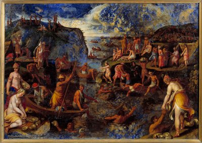 Pearl Fishing by Americans Maalaus lapis lazulilla tekijältä Antonio Tempesta