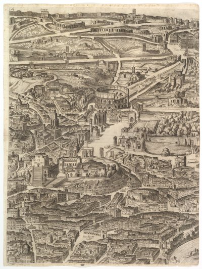Rooman kaupungin suunnitelma. Osa 4 Santa Maria in Aracoelissa, Forum Romanum, ..., 1645. tekijältä Antonio Tempesta