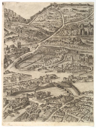 Rooman kaupungin suunnitelma. Osa 5, jossa on Caracallan kylpylä, Santa Sabina ja osa..., 1645. tekijältä Antonio Tempesta
