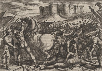 Levy 17: Roomalaiset veivät Civilisin hevosen harhaan uskomaan, että hän oli kuollut tai loukkaantunut, vuodesta..., 1611. tekijältä Antonio Tempesta