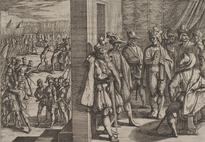 Levy 18: Civilisten salainen tapaaminen muiden johtajien kanssa Trieristä, Rooman sodasta..., 1611. tekijältä Antonio Tempesta