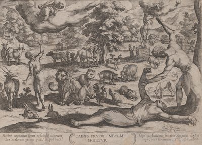 Levy 1: Cain Killing Abel, Vanhan testamentin taisteluista, n. 1590..., n. 1590-n. 1610. tekijältä Antonio Tempesta