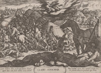 Levy 21: Herran enkeli voitti Sanheribin armeijan, julkaisusta The..., noin. 1590-n. 1610. tekijältä Antonio Tempesta