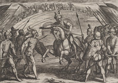 Levy 22: Civilis erottaa saksalaiset ja hollantilaiset joukot Roomalaisten sodasta th..., 1611. tekijältä Antonio Tempesta